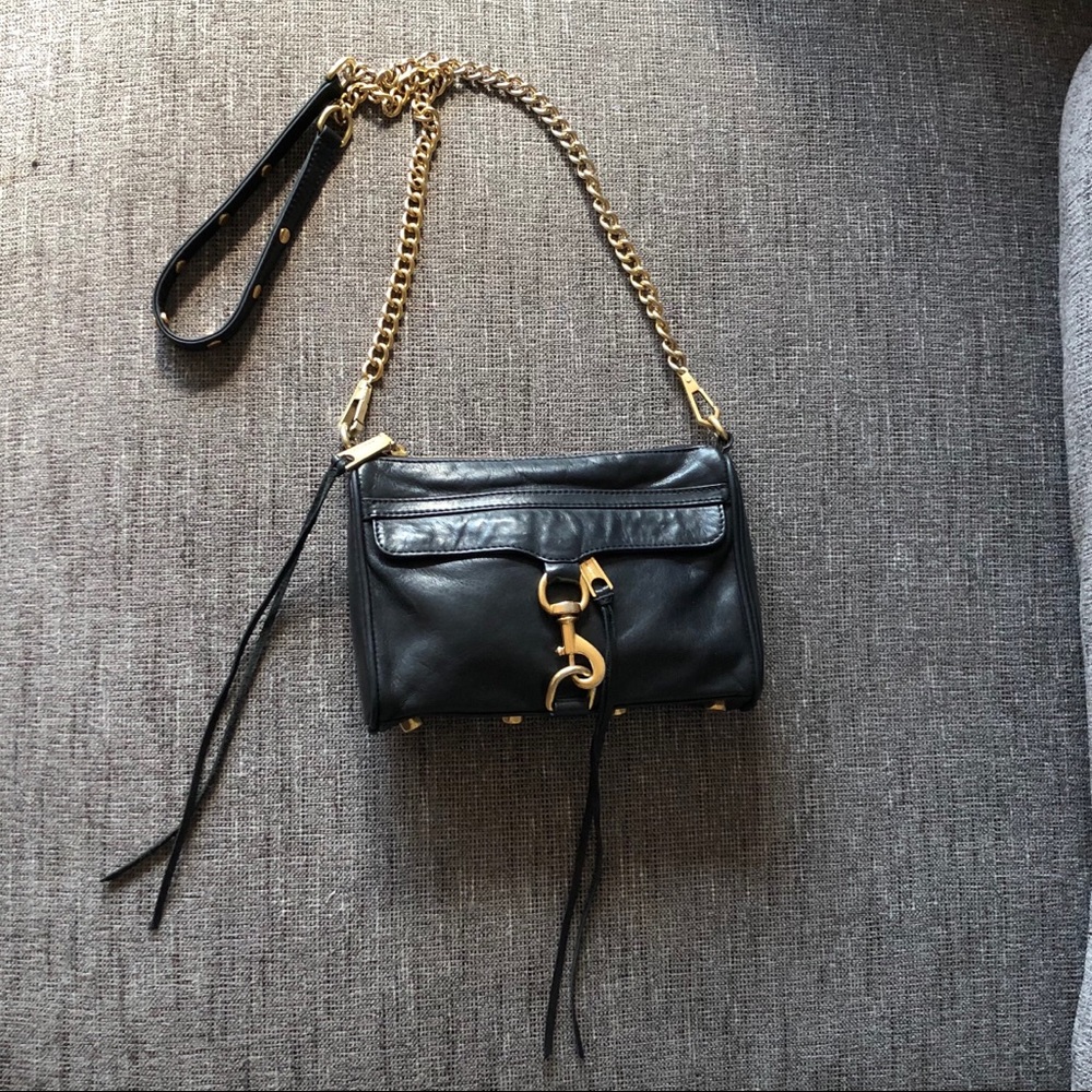 Rebecca Minkoff black MAC crossbody gold hw
